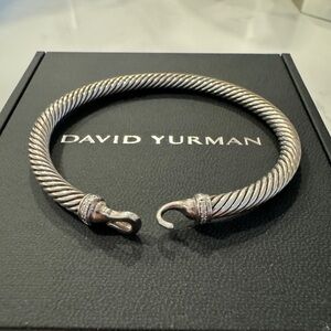 David Yurman Buckle Classic Cable Bracelet in Sterling Silver with Pavé Diamonds